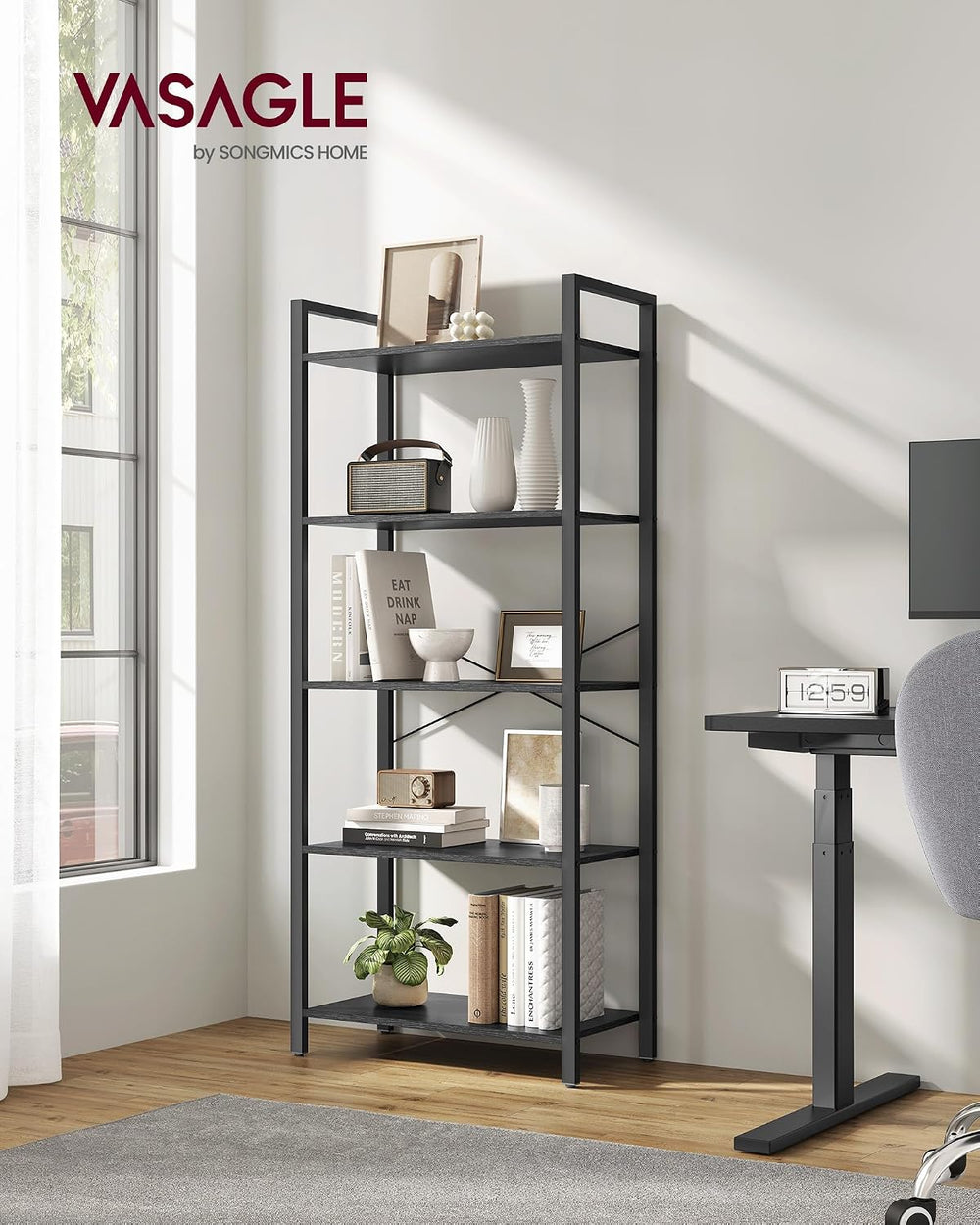 VASAGLE 5-Tier Bookshelf, Bookcase with Shelves, Storage Shelf, Living Room