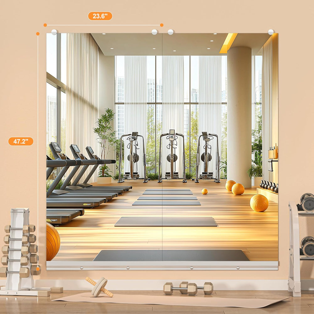 Hasipu Home Gym Mirror, 48"x24" Each, 3-Pack Frameless Wall Mounted...