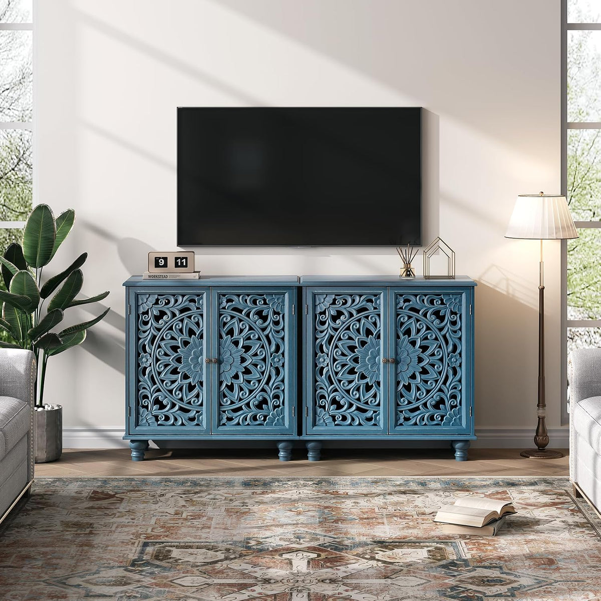 JOINICE 31" Accent Storage Cabinet with Doors for Living Room,Blue