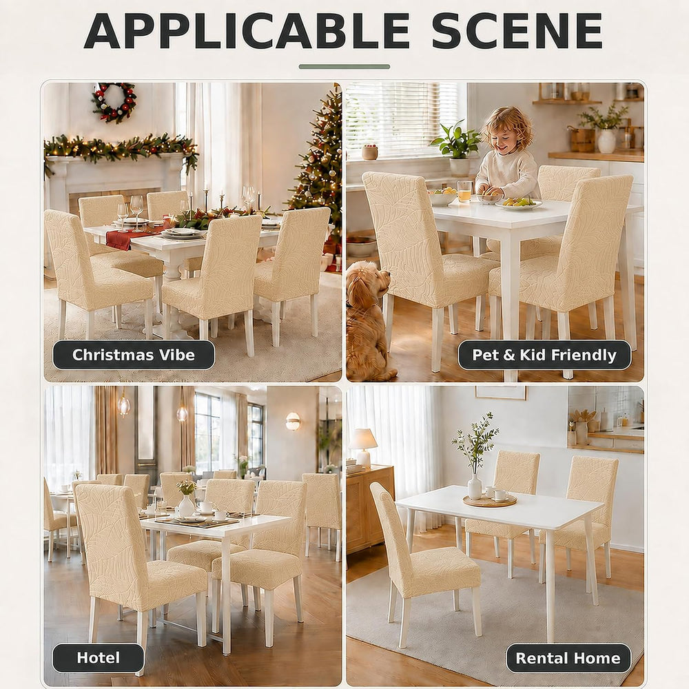 Dining Chair Covers 6 PCS Water Resistant Leaf Chair Slipcovers