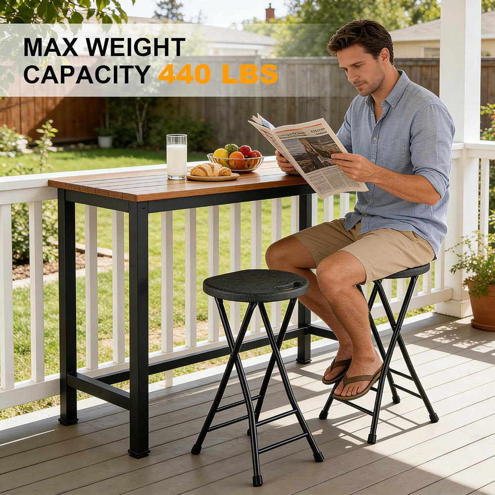 24 Inch Folding Stool Set of 2, Portable Folding Stool with Handle & Non-...