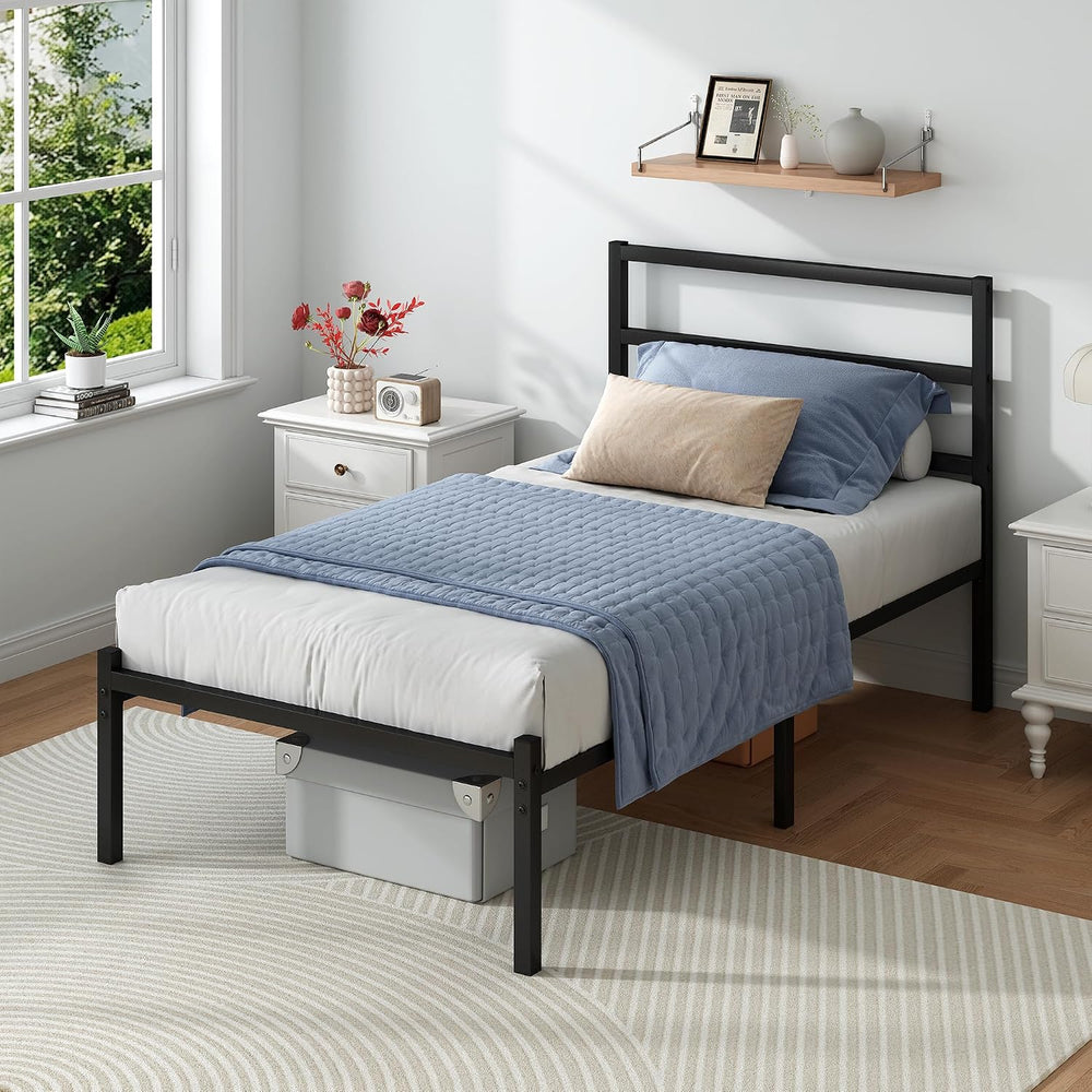 Twin Bed Frames with Headboard and Footboard, 14 Inch Metal Platform Twin Siz...
