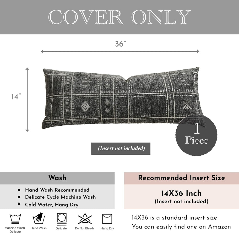 BlissBlush Decorative Lumbar Pillow Cover 14x36, Long Decorative Throw Pillow...