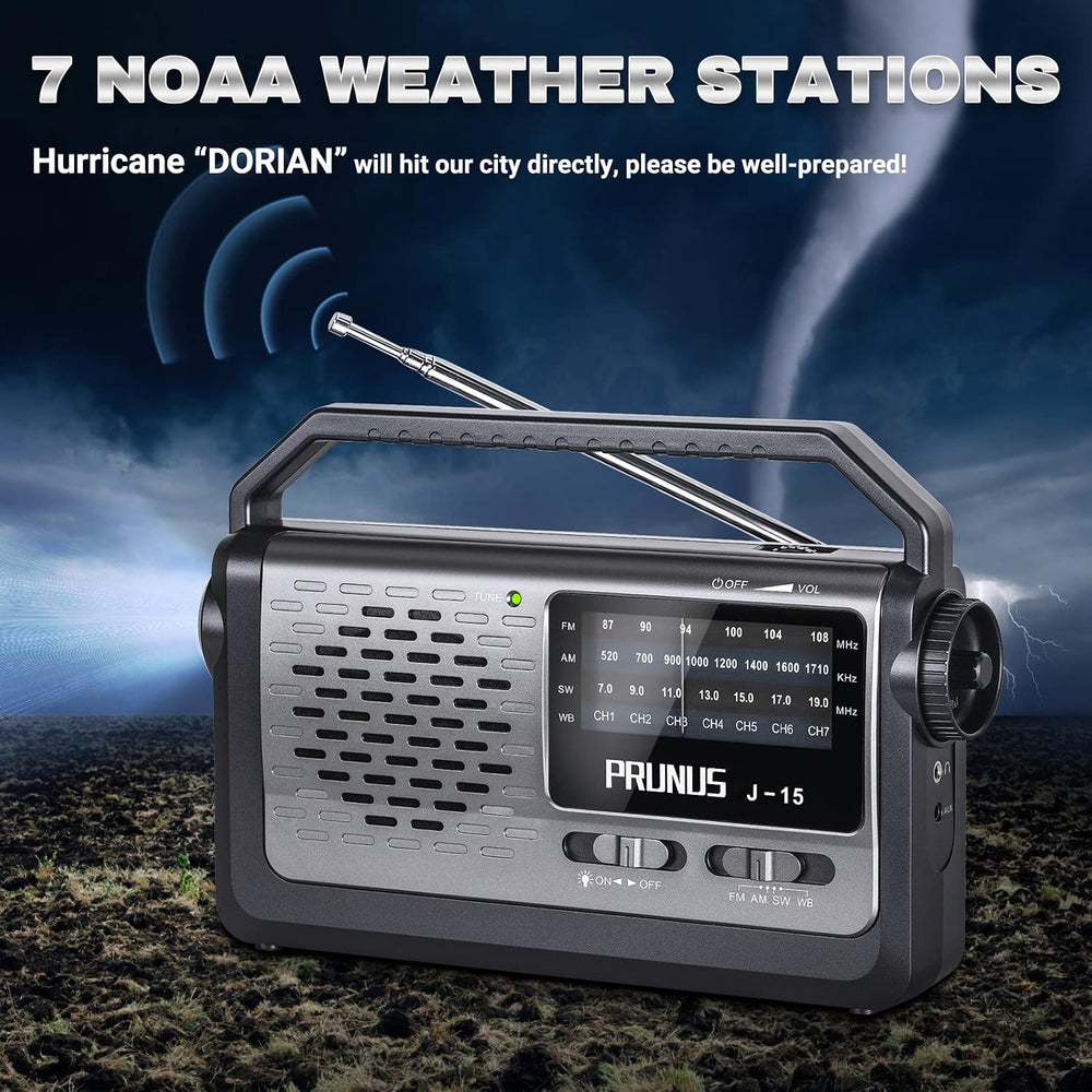 PRUNUS NOAA Weather AM FM Portable Radio,Battery Operated Radio by 3X D Cell ...