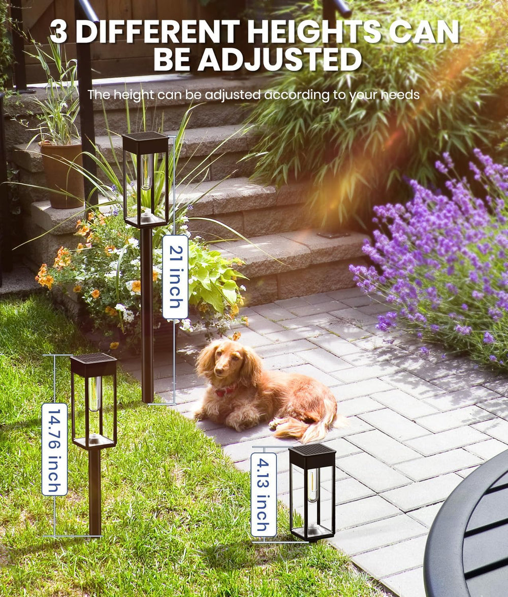 NEWMESSI Solar Pathway Lights Outdoor, 8 Pack, Cool White, 3 Heights, IP65