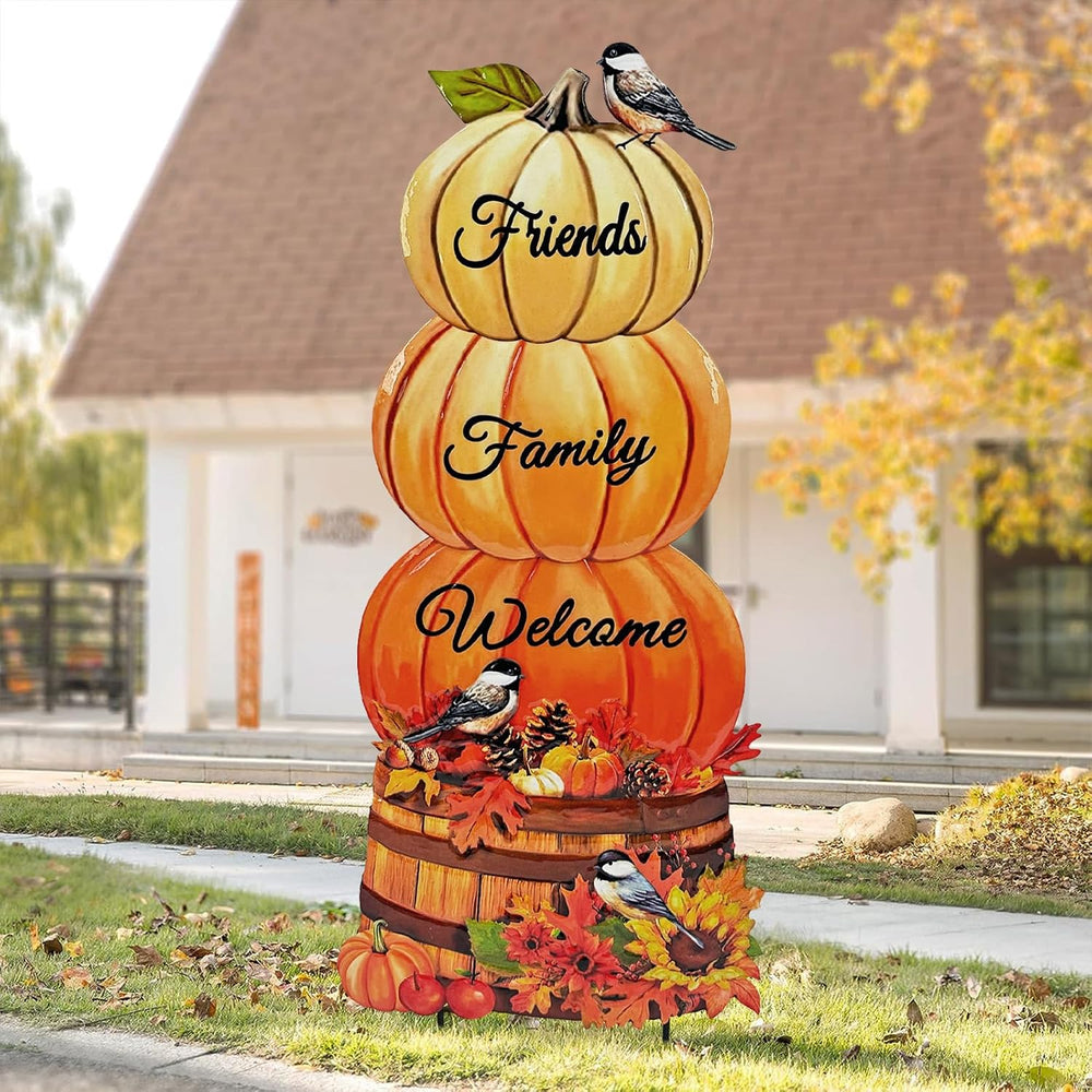Thanksgiving Pumpkin Garden Stakes,Fall Decorations Outdoor Yard Art Decor