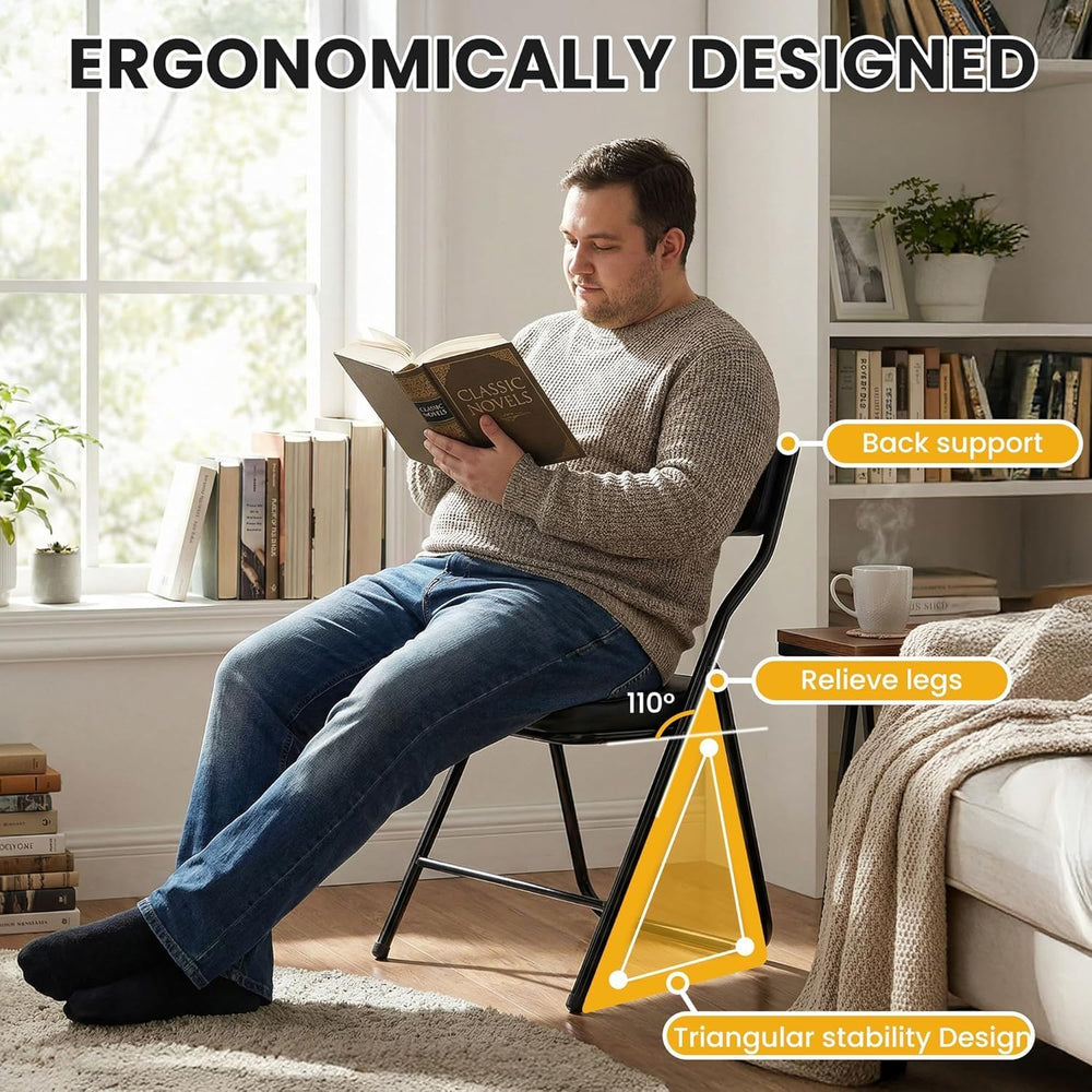 6 Pack Cushioned Folding Chairs with Padded Seats for Home Office