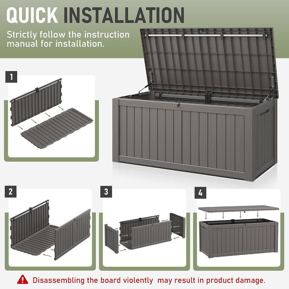 Resin Outdoor Deck Storage Box Waterproof (Grey, 150 Gallon)