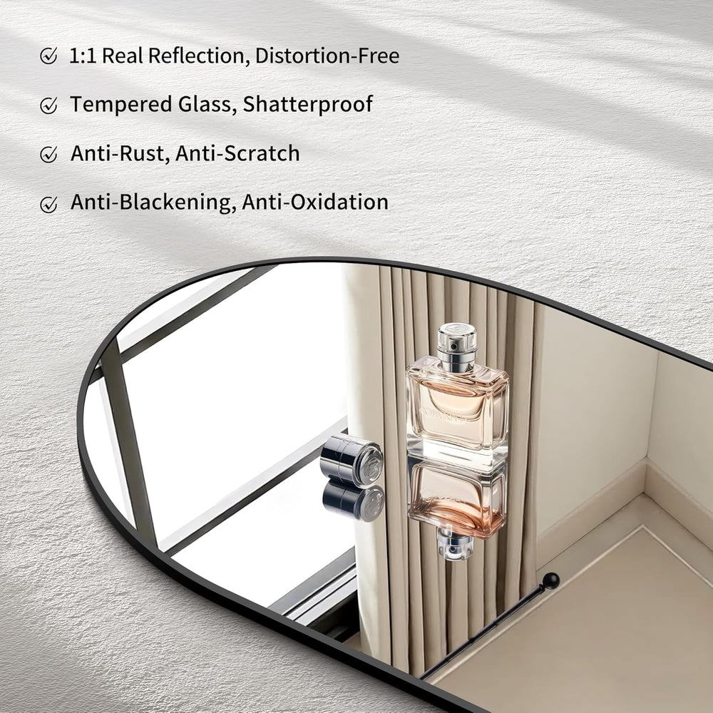 CIRCUMI Arched Wall Mirror, 40"x48" Black Arched Mirror for Entrywa...