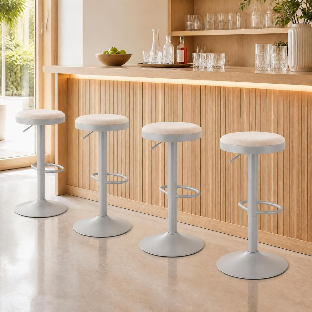 GIANTEX Swivel Bar Stools Set of 2, Adjustable Height Bar Chairs Light Gray