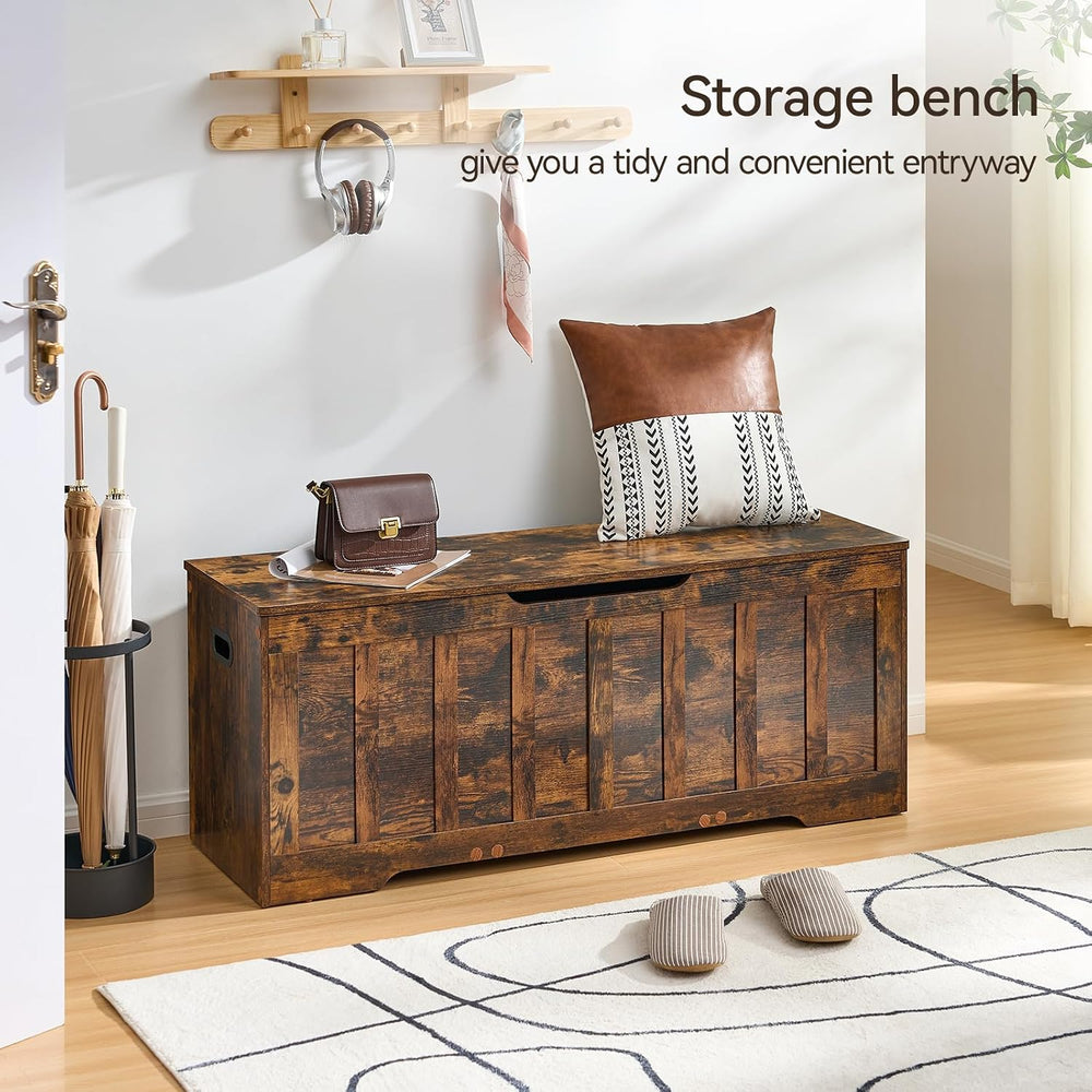 VANKILEY 47.2" Storage Chest Extra Large, Wooden Storage Bench,Rustic Brown