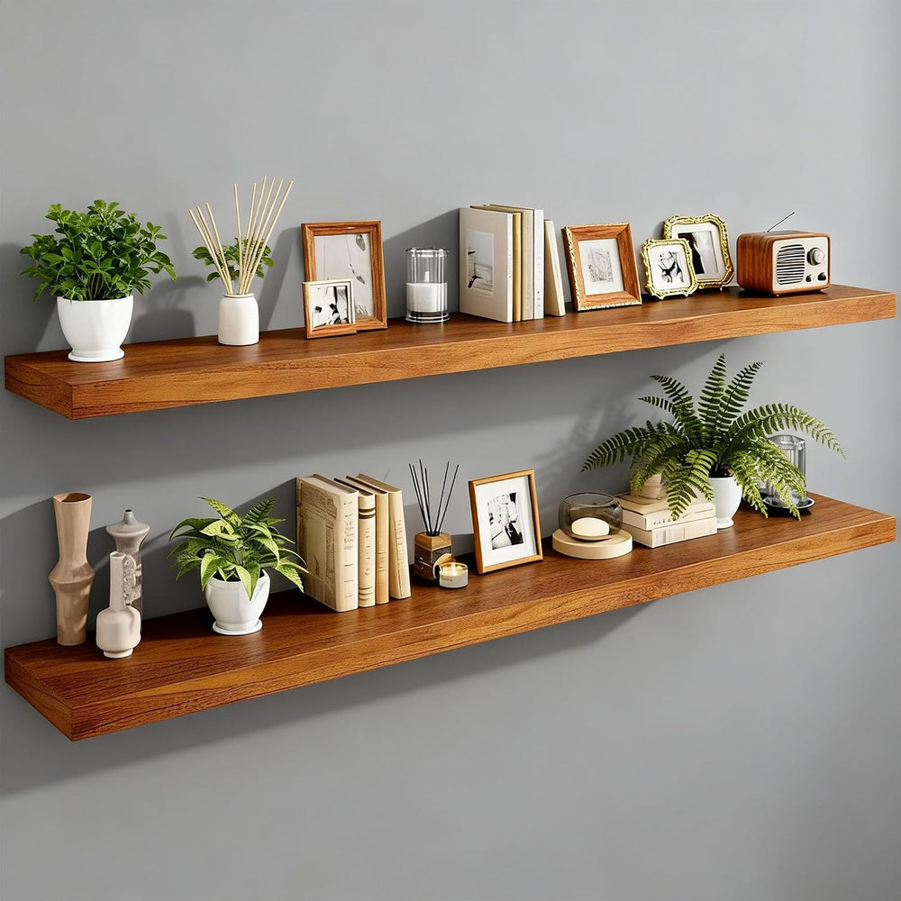 IAE Floating Wall Shelves 55 inch,Bathroom Shelving Wall Mounted,Teak