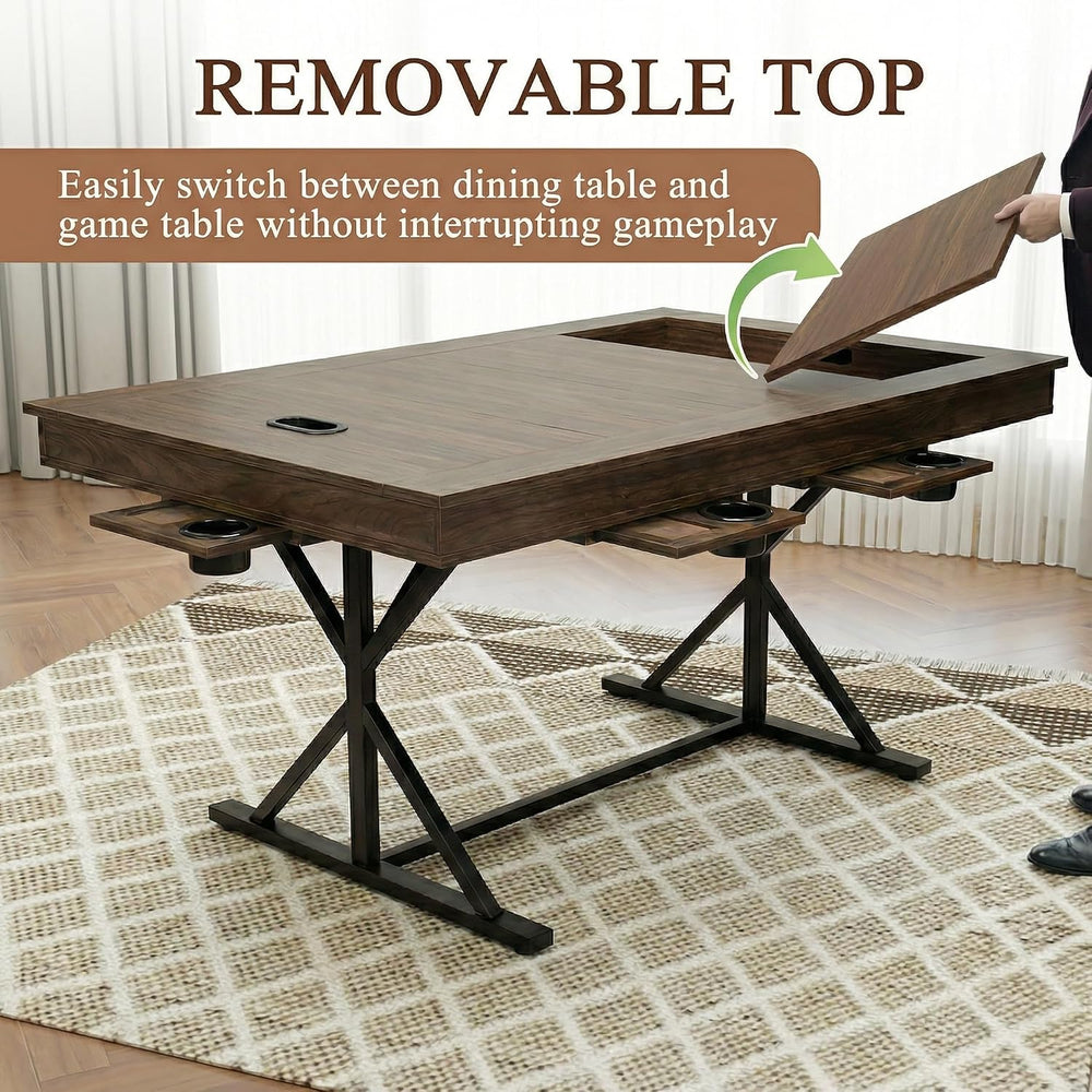 ARTETHYS Board Game Table with Mat & Removable Top Panels for 4-6 Players