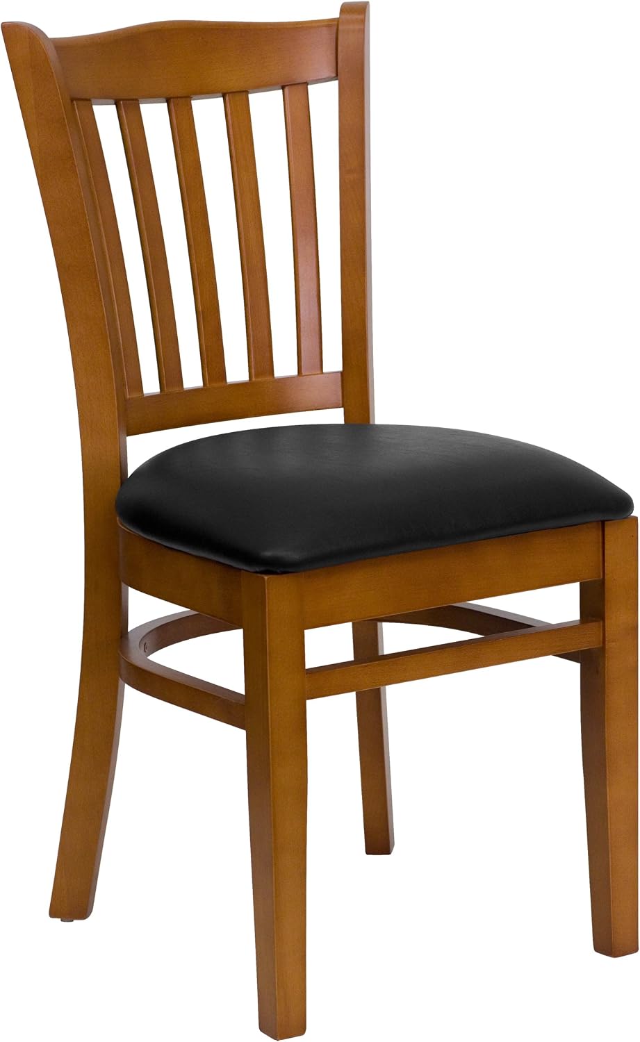 EMMA + OLIVER Black Vertical Slat Back Cherry Wood Chair