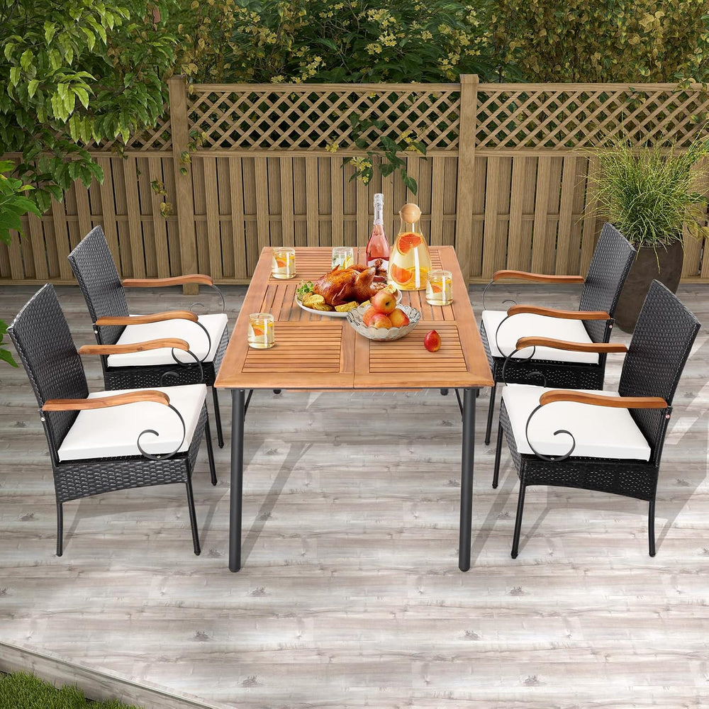 Tangkula Patio Wicker Chairs Set of 4, All Weather Heavy Duty Outdoor PE Ratt...