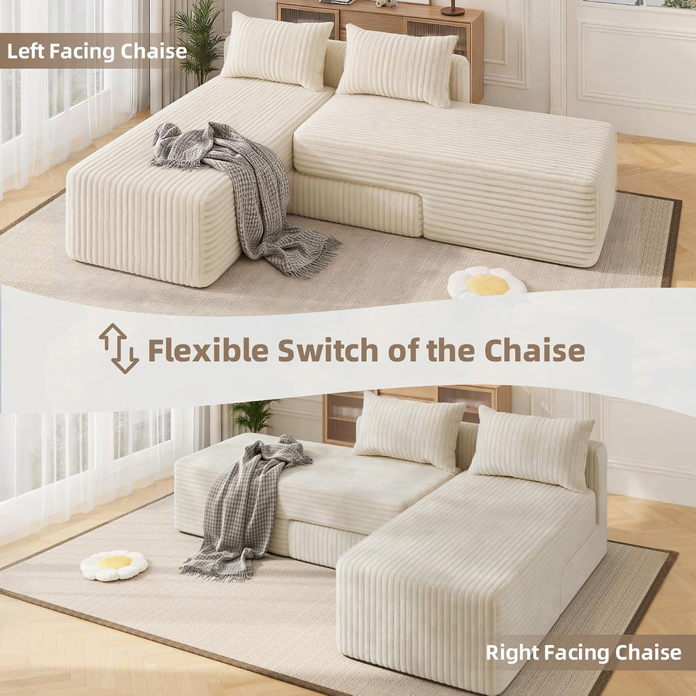 EROMMY 89" Boneless Sectional Couch, 4-in-1 Convertible Cloud Couch with...