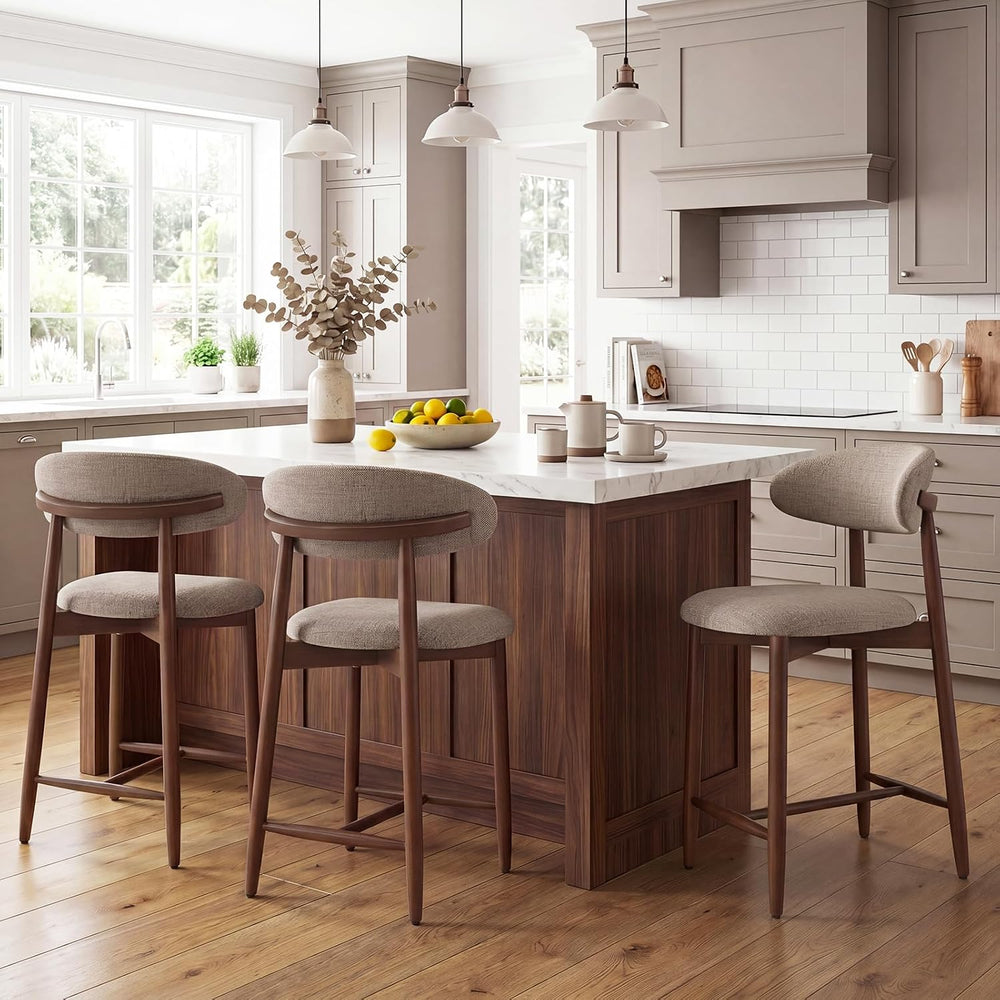 MALOL Counter Height Bar Stools Set of 3, Kitchen Bar Stools with Back, Mid C...