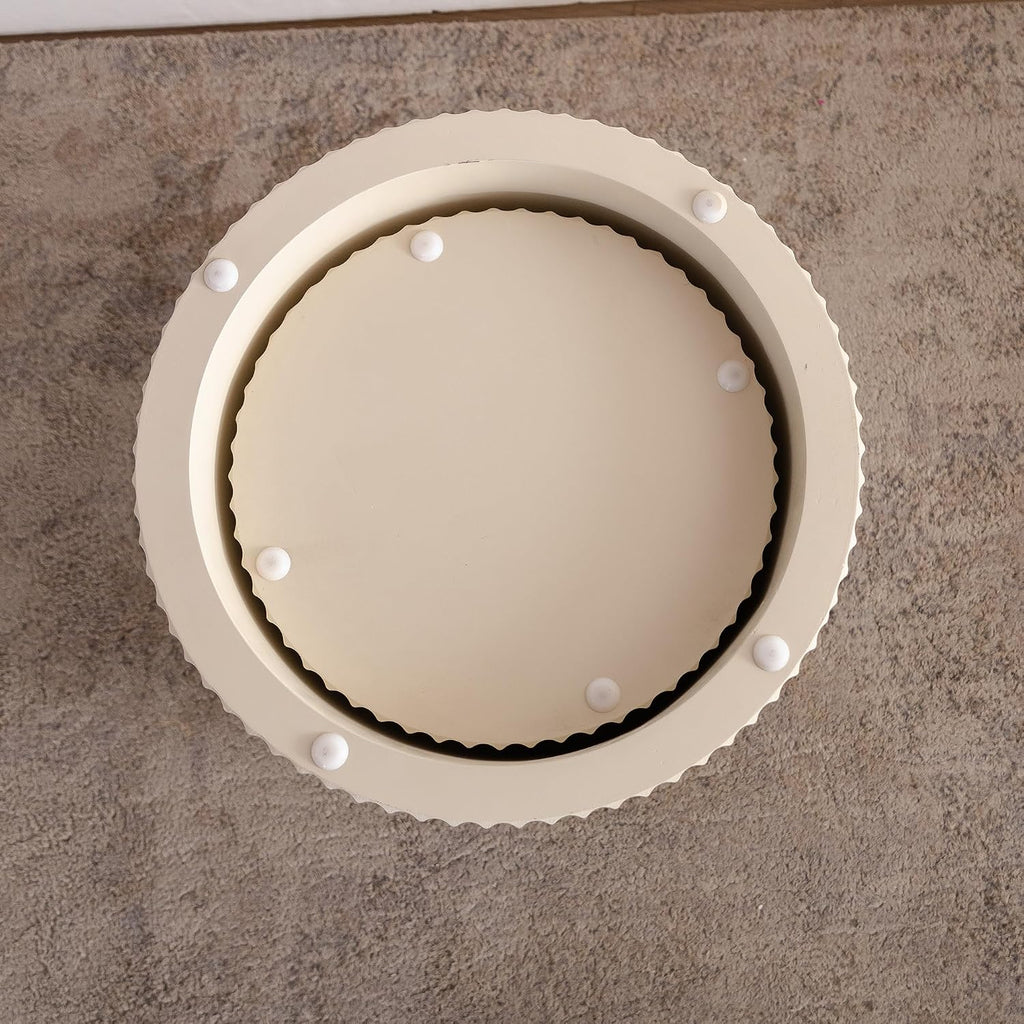 Nesting Round Coffee Table Set of 2, Accent End Table for Small Spaces, Morden Drum Side Table, Wooden Circle Center Table for Living Room, Fully Assembled - Cream White