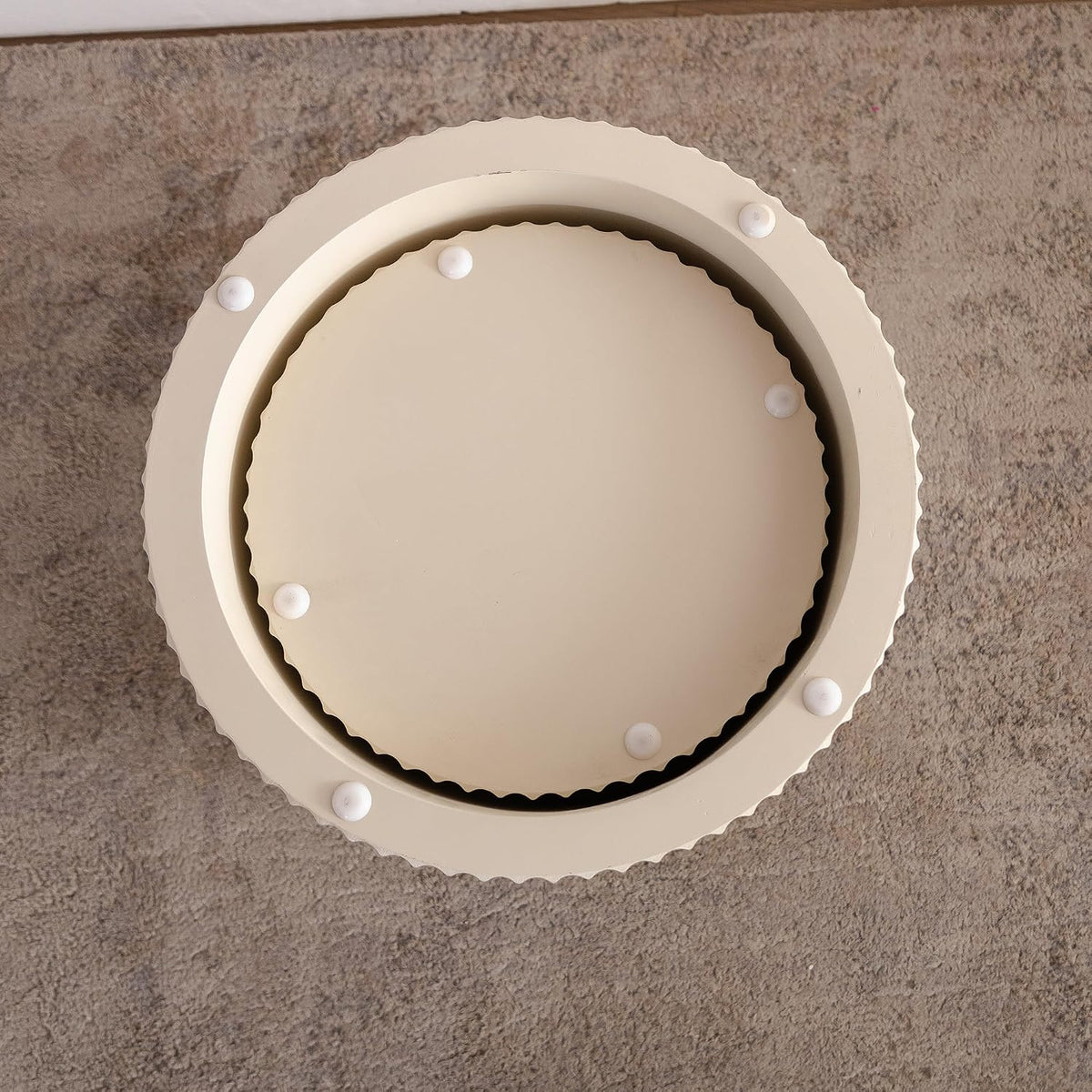 Nesting Round Coffee Table Set of 2, Accent End Table for Small Spaces, Morden Drum Side Table, Wooden Circle Center Table for Living Room, Fully Assembled - Cream White