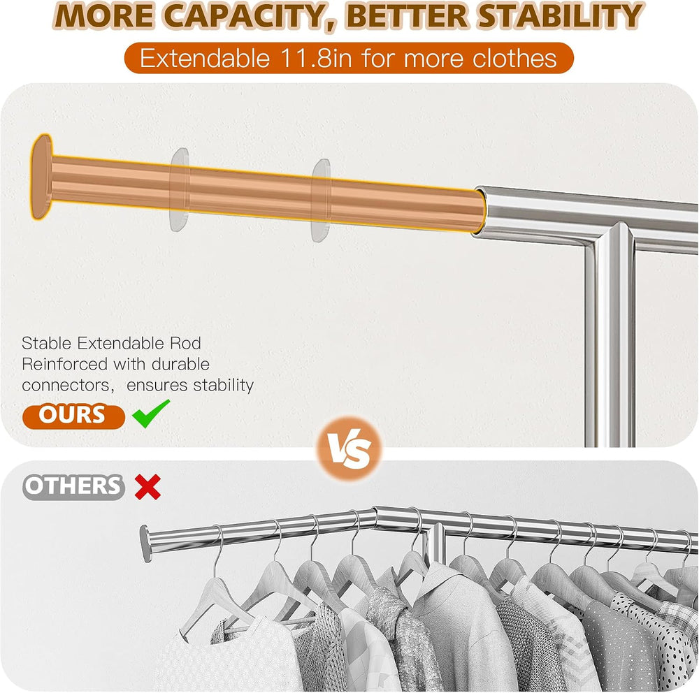 Raybee Heavy Duty Clothes Rack 530LBS Adjustable Rolling Clothes Rack