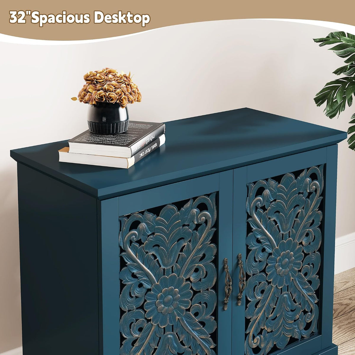ARTPOWER Vintage Accent Cabinet with 2 Doors, Credenza for Living Room