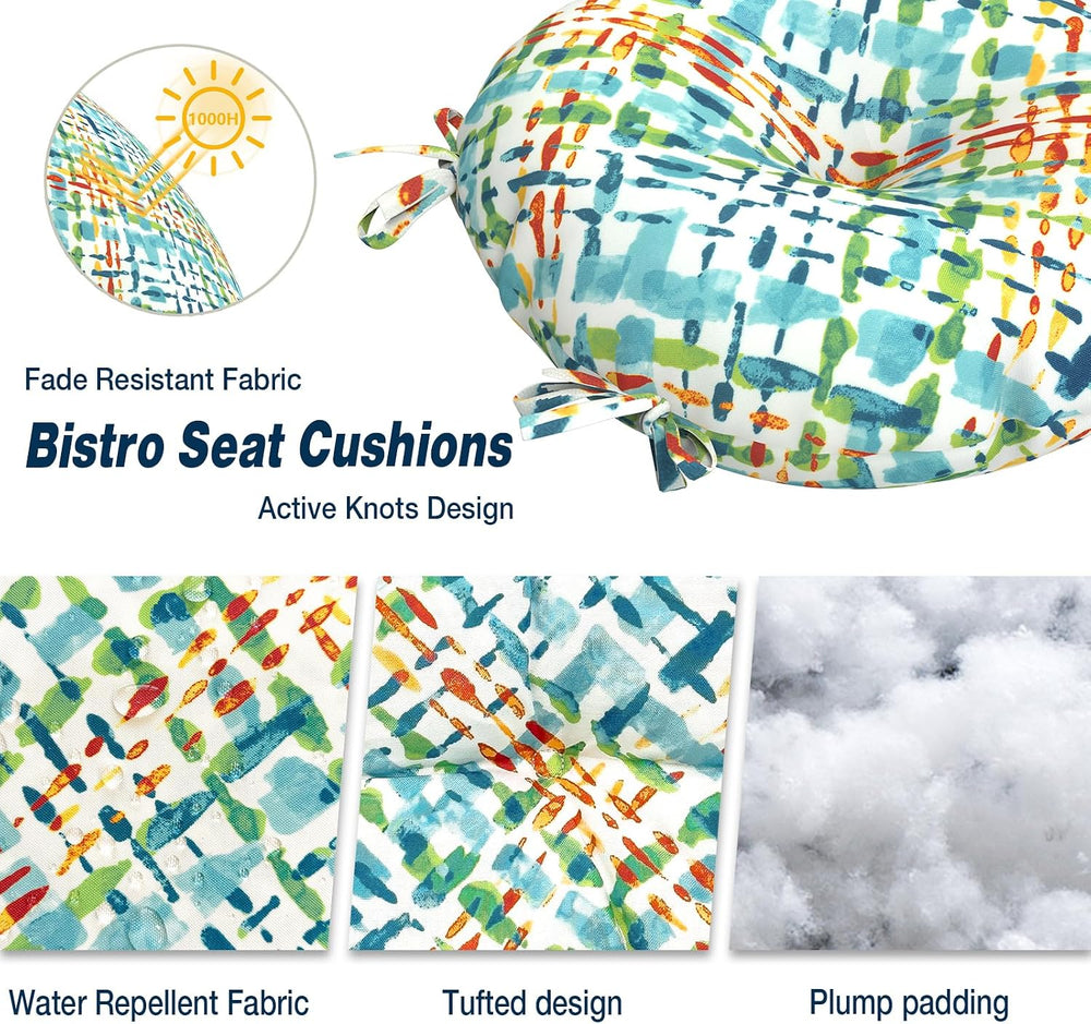 Outdoor Bistro Chair Cushions, Water Repellent Furniture Chair Pads Set of 2,...