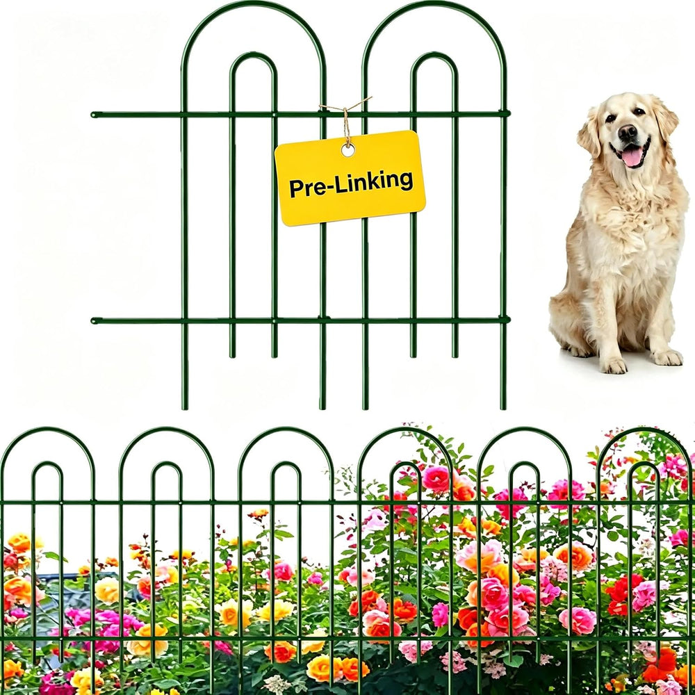 AMAGABELI 14 Panels 32in(H)×20ft(L) Decorative Garden Fence No Dig Rustproof ...