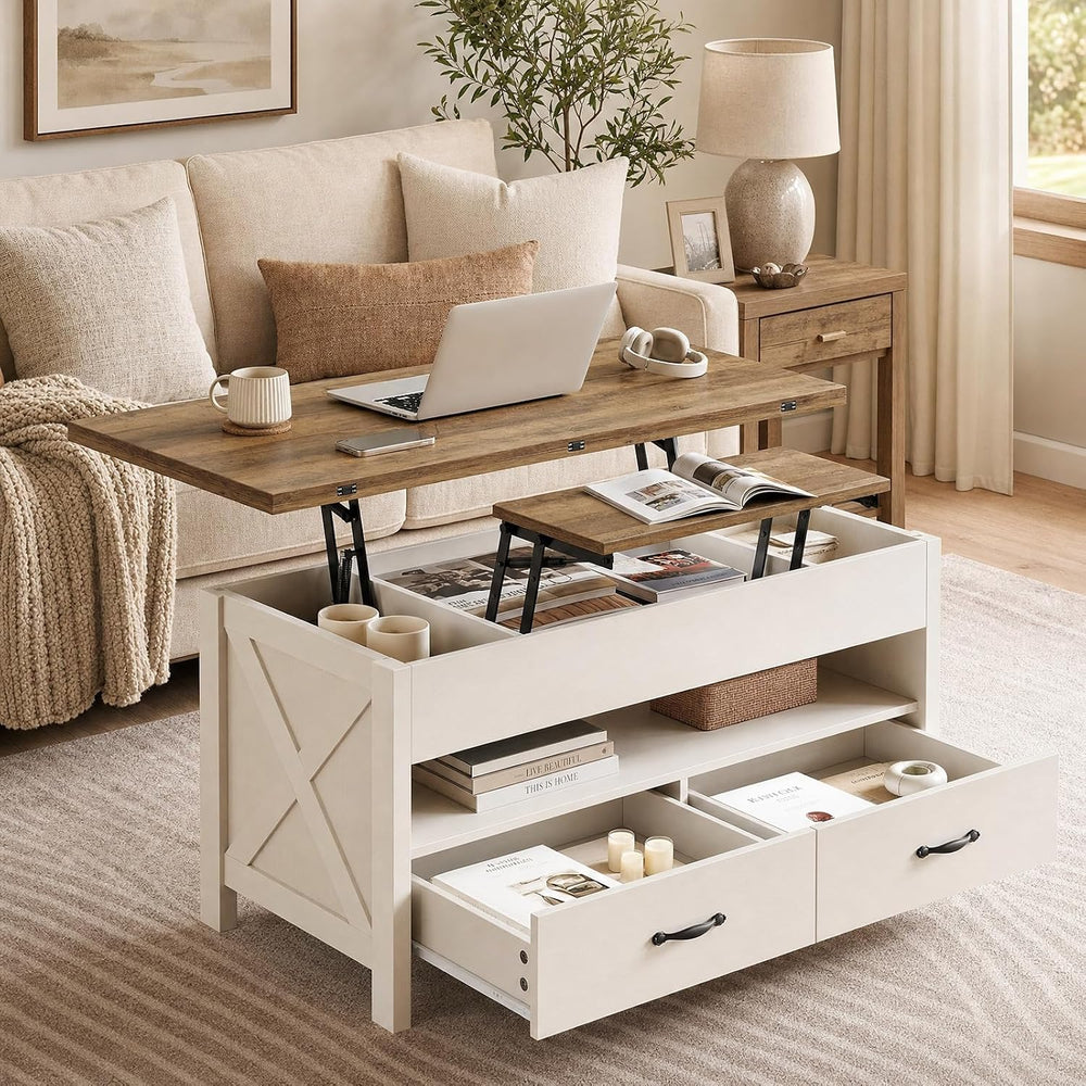 Amada Lift Top Coffee Table, 4 in 1 Convertible Coffee Table with Drawers and...
