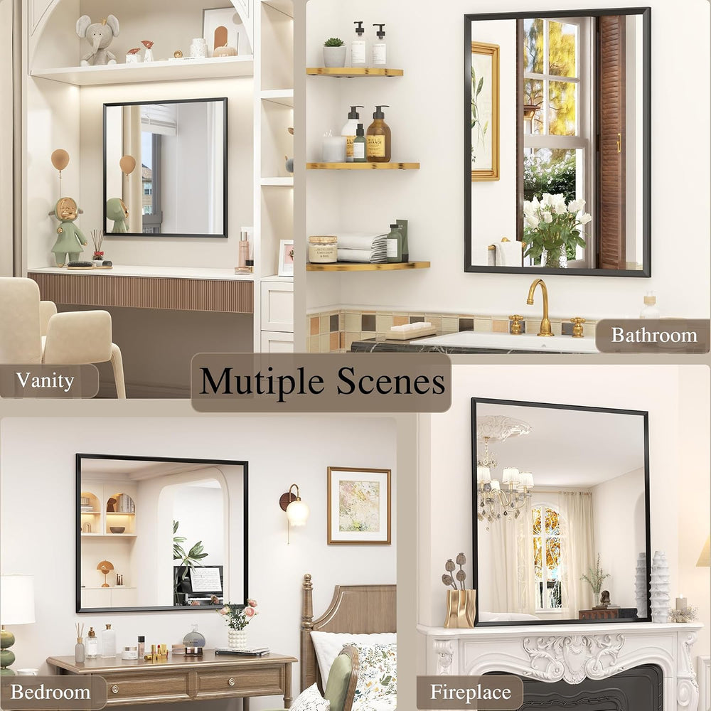 Black Framed Bathroom Mirror for Over Sink 30x30