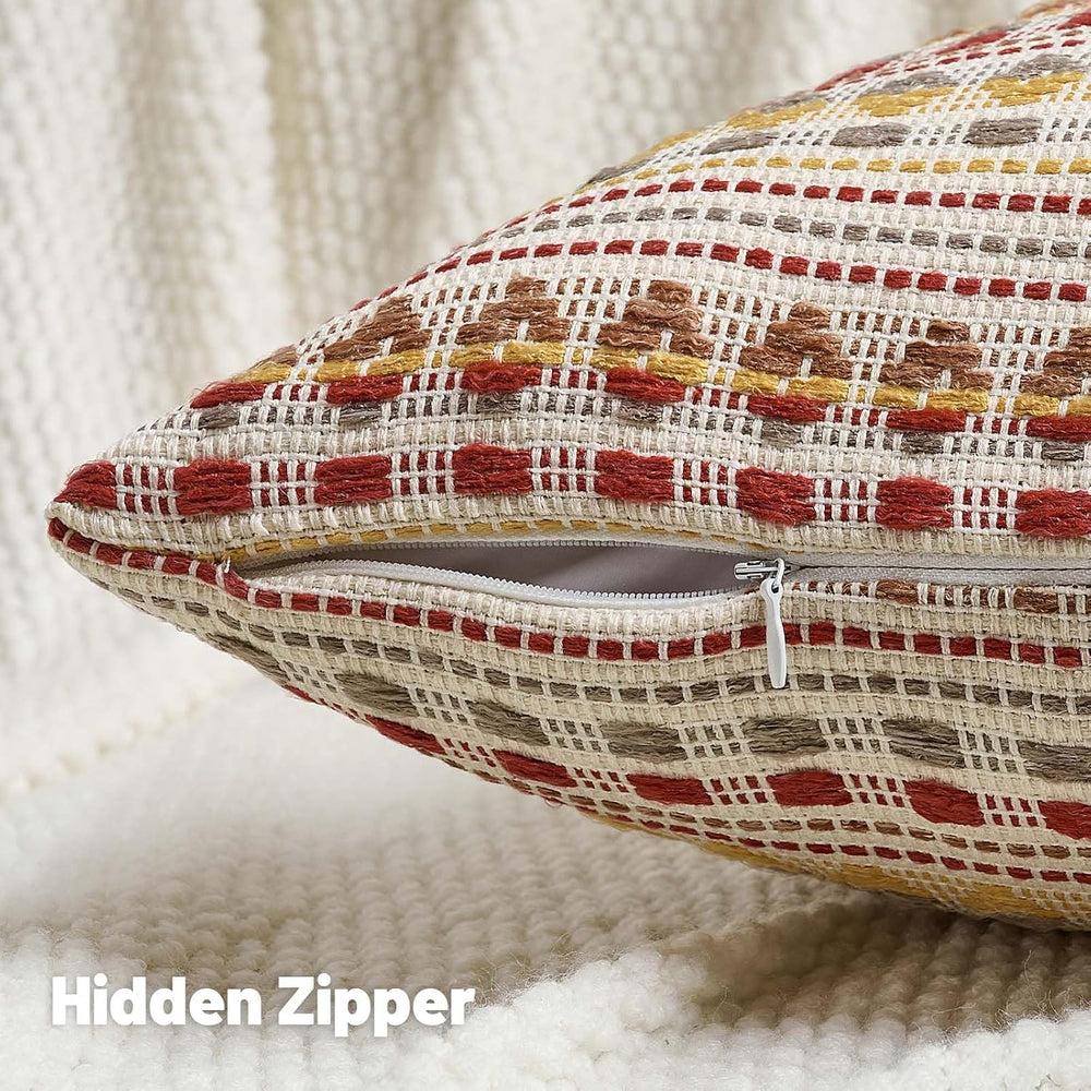 FUTEI Pack of 2 Boho Throw Pillow Covers 20x20 Inch, Brown Red
