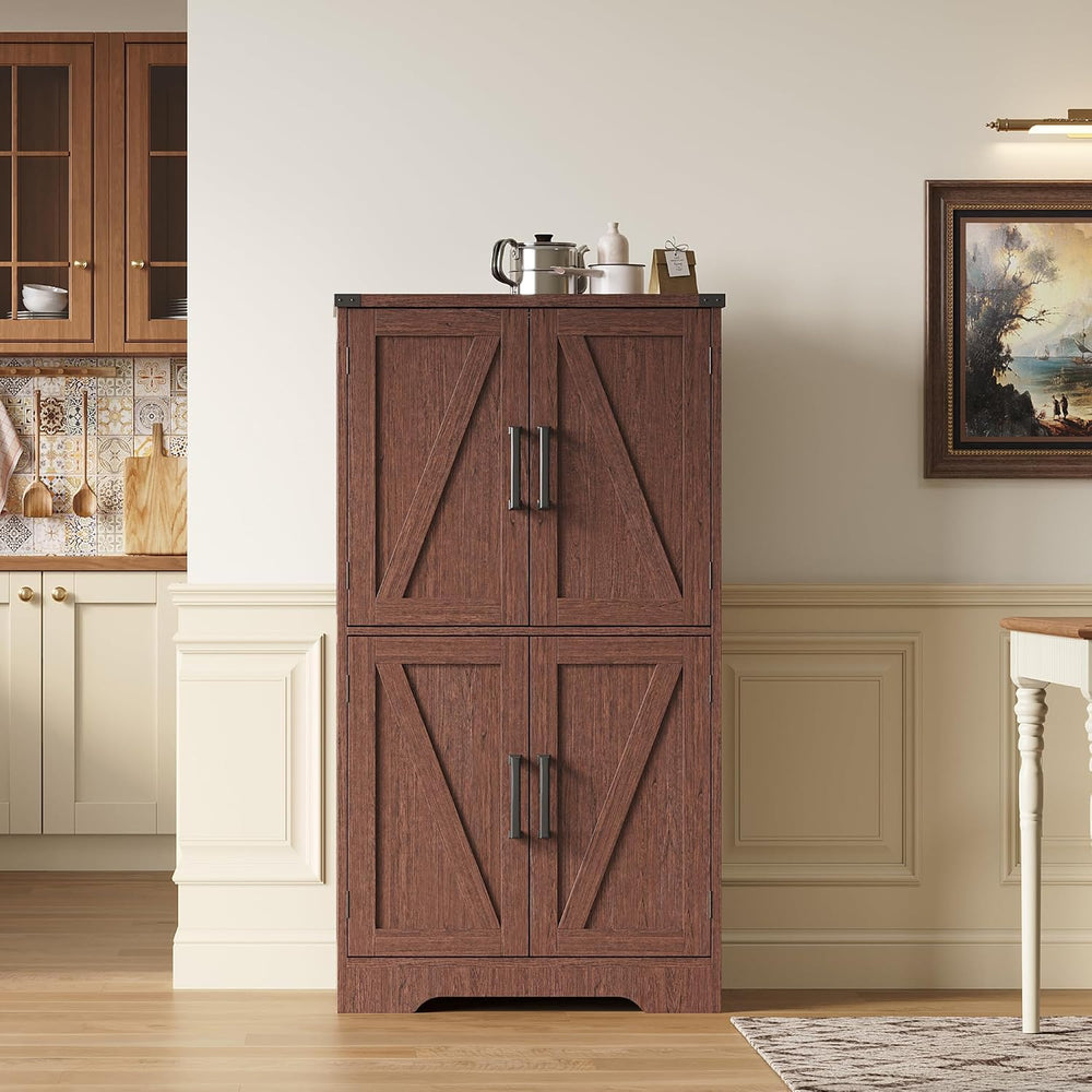 Treocho Farmhouse Bathroom Floor Cabinet with Adjustable Shelves
