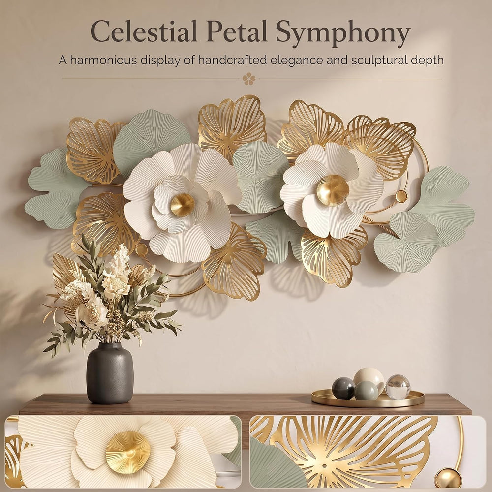 Axioglo Large 3D Metal Wall Decor,Flower Wall Art for Living Room