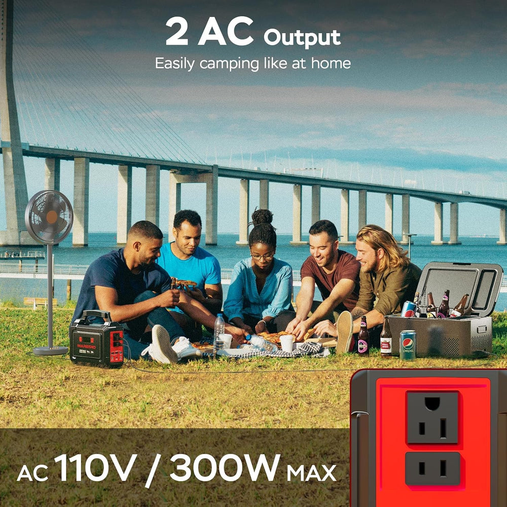 MARBERO Portable Power Station 350W Peak Camping Solar Generator Laptop Charg...