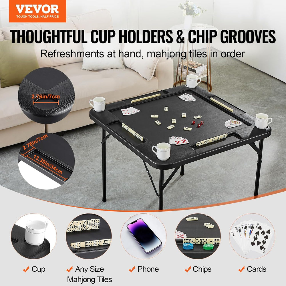 VEVOR Folding Card Table Square 4 Player Mahjong Domino Game Set