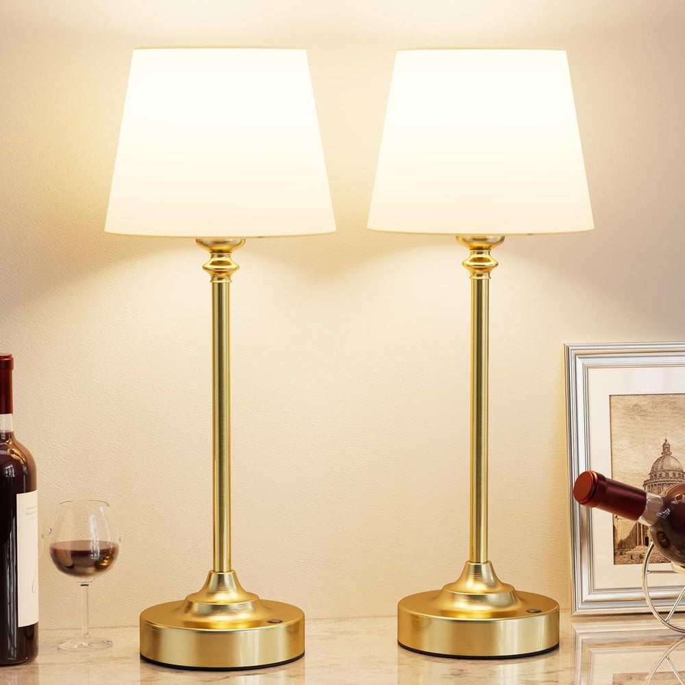 Kakanuo Cordless Table Lamps Rechargeable Set - 2 Pack Gold 4000mAH Battery O...