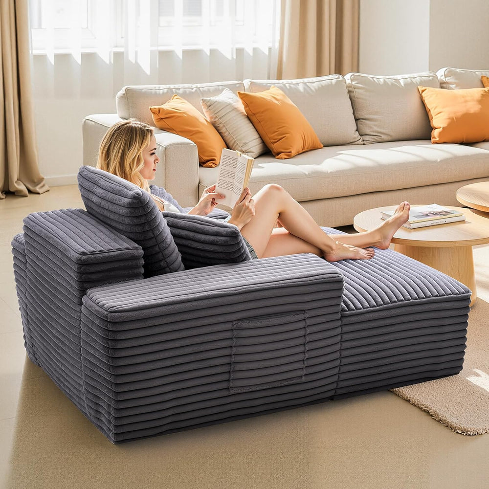 VEVOR Chaise Lounge Chair, 48 in Boneless Chaise Lounge Indoor, Modern Uphols...