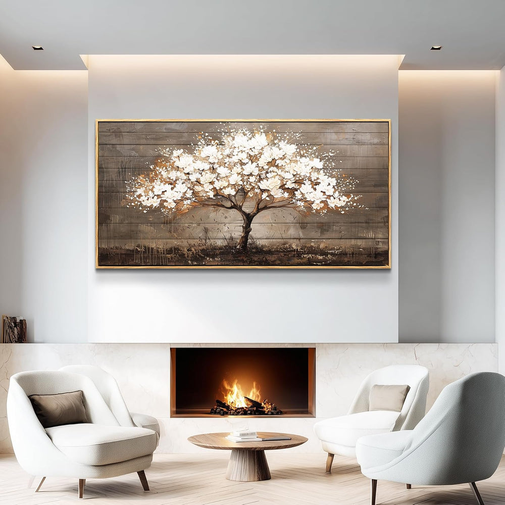 Wapluam Tree Of Life Wall Art,Neutral Abstract Canvas Painting Art Prints,Fra...