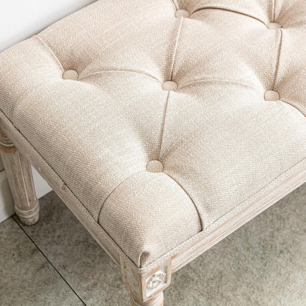 Kmax Tufted Entryway Bench, Upholstered Rustic Ottoman Bench, 31.5" x 15...