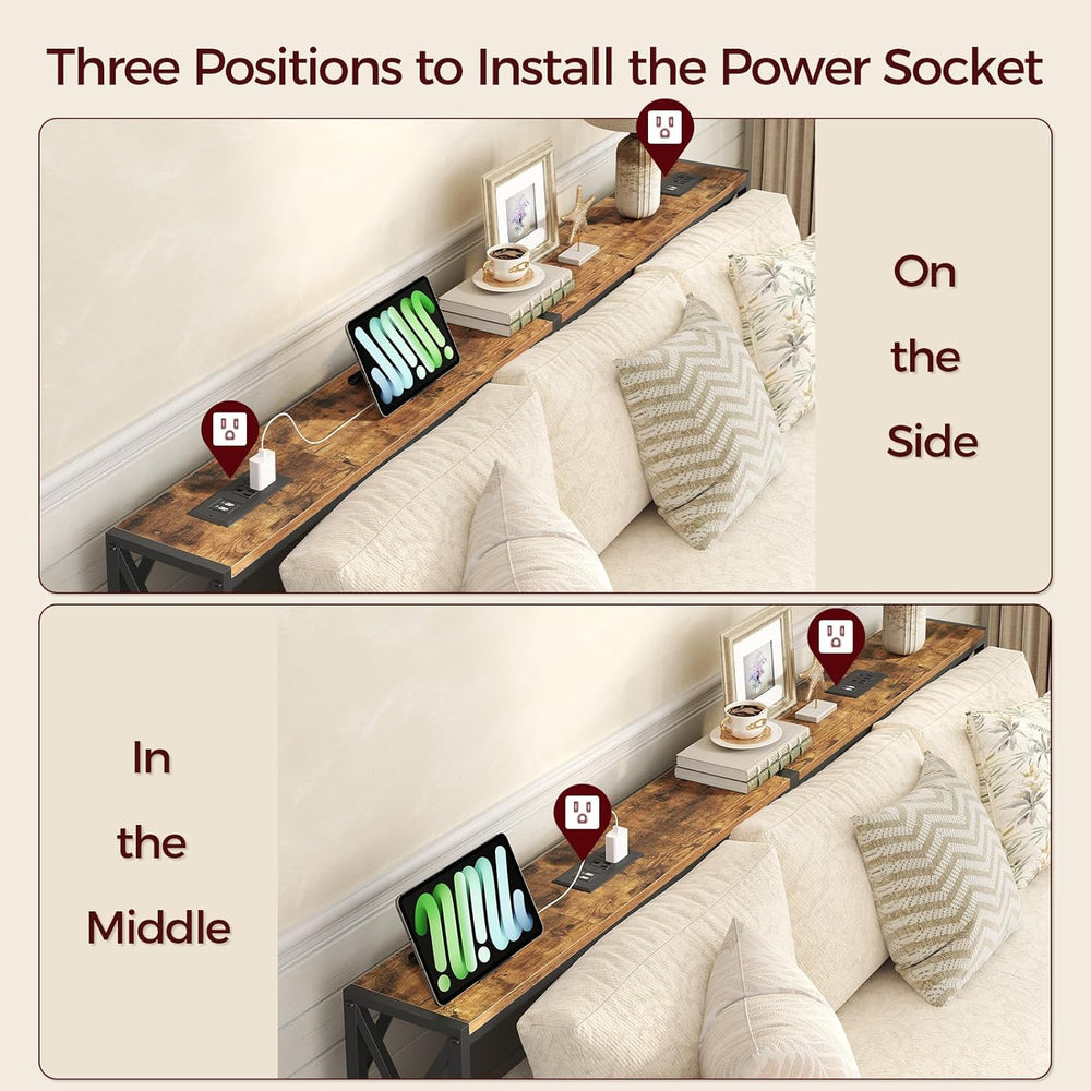 MAHANCRIS 78.7" Narrow Console Sofa Table with Charging Station, 2 Pack