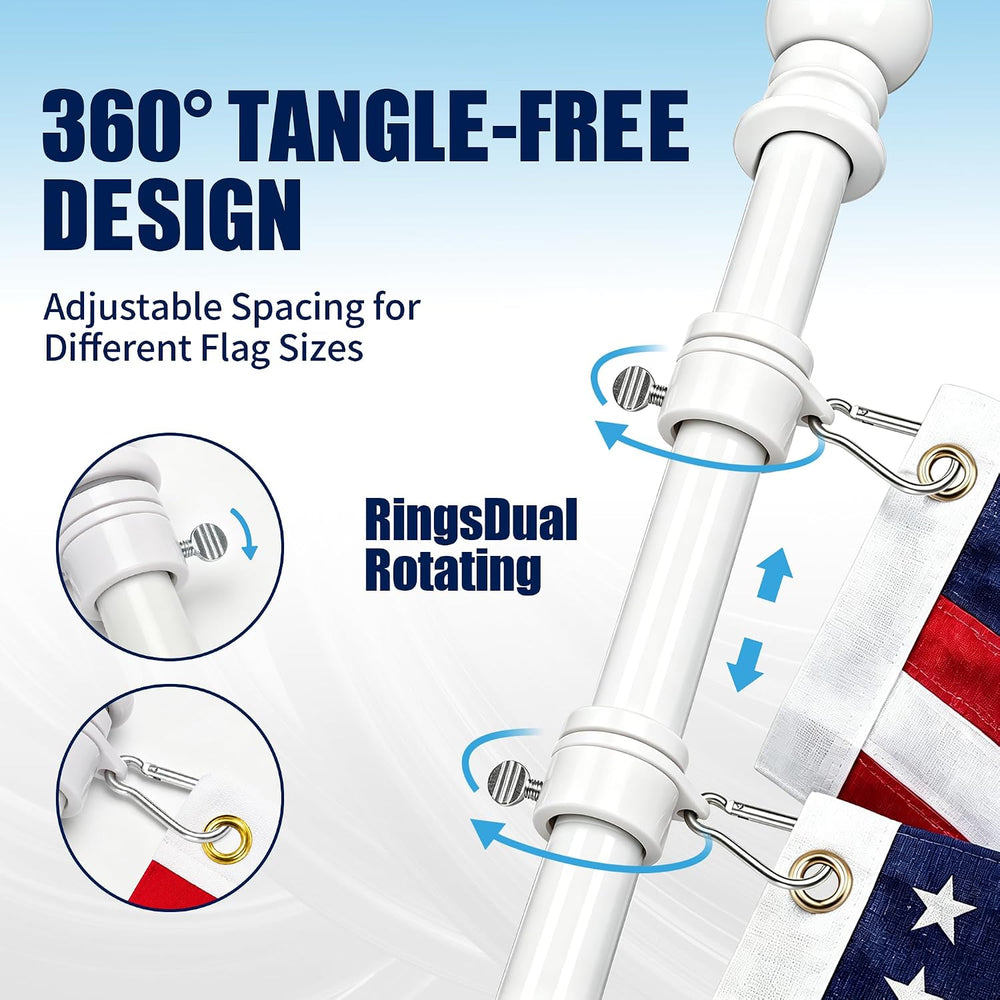 6FT White Flag Pole for Outside House, Flag Not Included