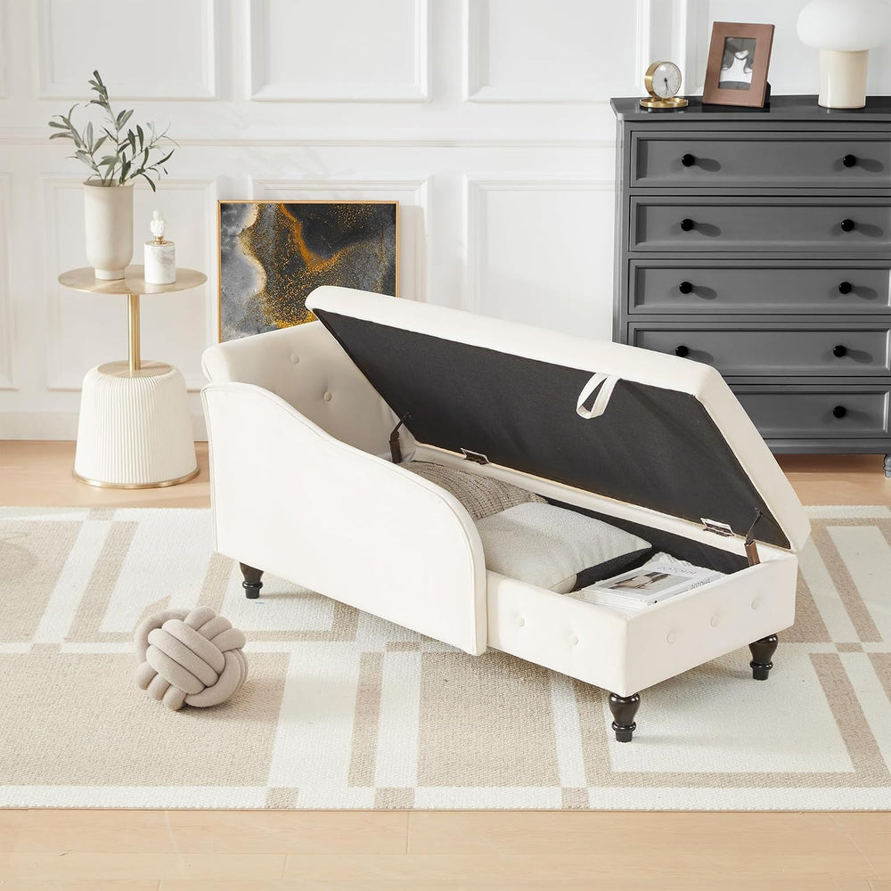 Iroomy Left Chaise Lounge Indoor with Storage,Beige