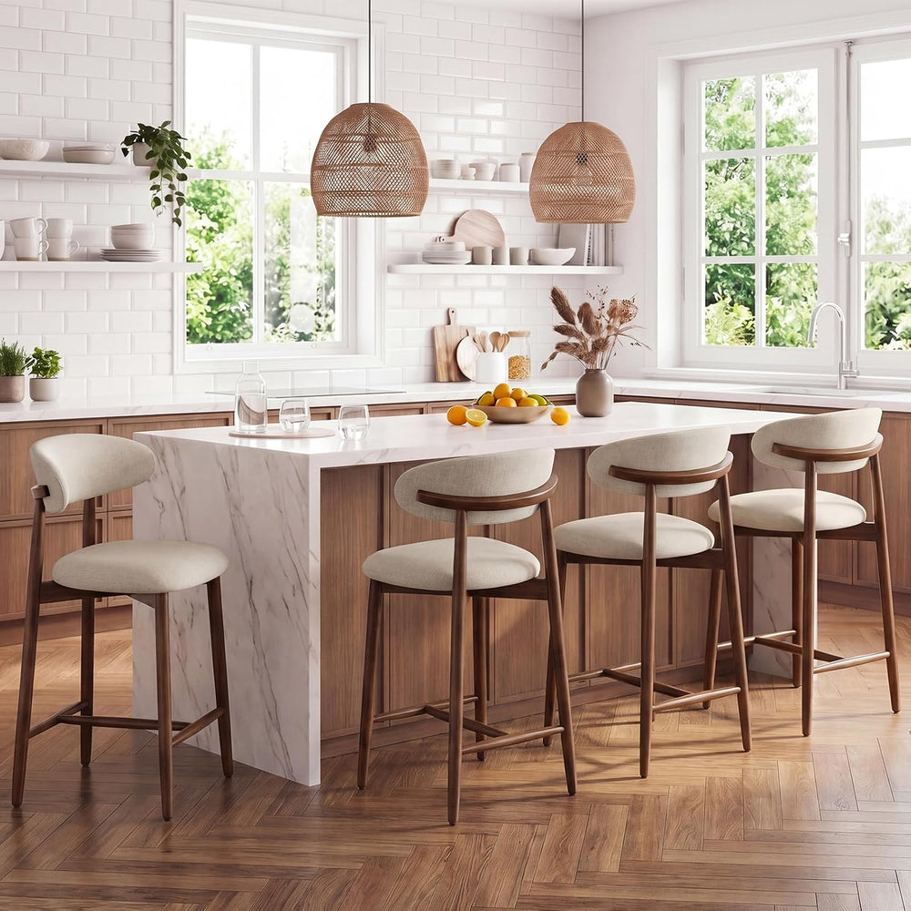 MALOL Counter Height Bar Stools Set of 3, Kitchen Bar Stools with Back, Mid C...