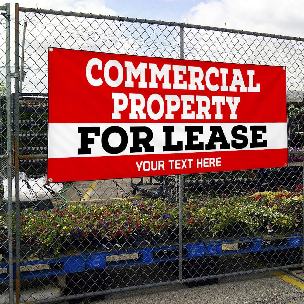 Custom Vinyl Banner Commercial Property For Lease 4 Grommets 24x48Inches