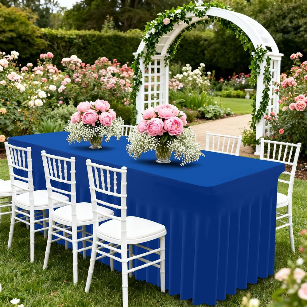 Moosfor 2 Pack Spandex Fitted 6FT Rectangle Tablecloth, Elastic Table Skirt