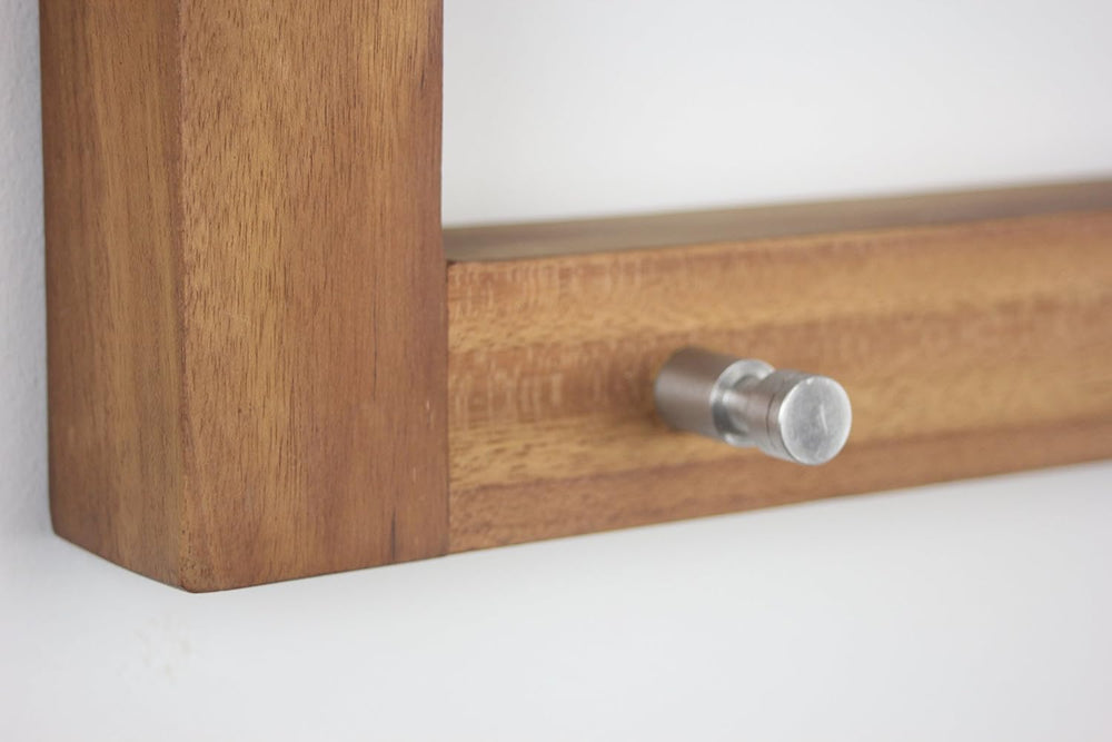 AquaTeak The Original 24" Moa Teak Wall Shelf with Hooks