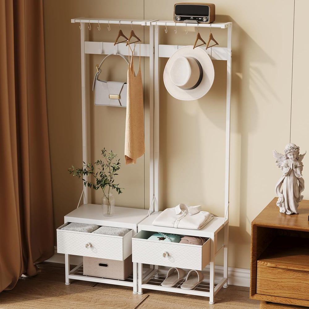 LUMTOK Hall Tree with Shoes Bench Storage,Small Coat Rack with Drawers