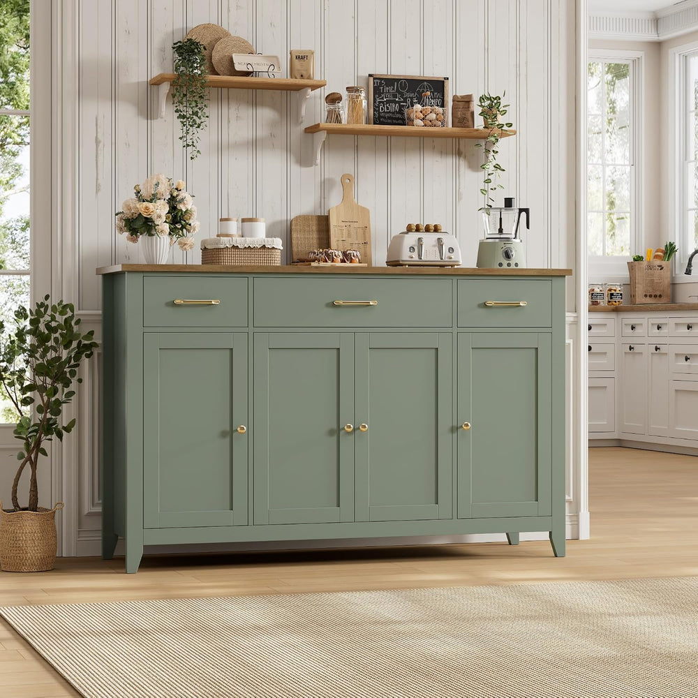 HORSTORS 55" W Buffet Cabinet with Storage, Kitchen Storage Cabinet, Green