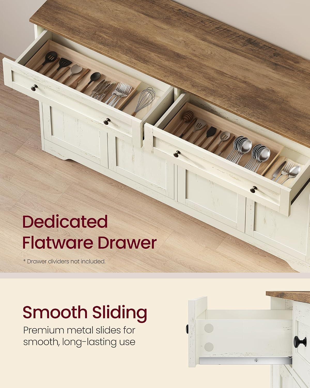 vasagle buffet cabinet, sideboard, 4 doors, 55.1 x showing dimensions