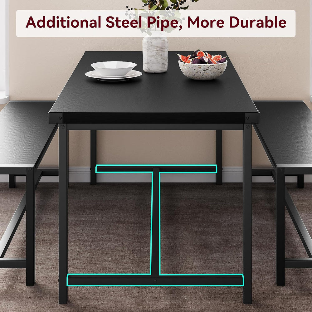 IDEALHOUSE Dining Table Set for 4, Kitchen Table with Benches, Rectangular Di...