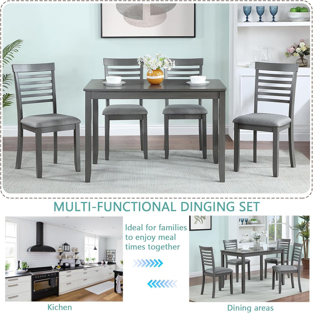 ruisisi 5 piece dining table set for 4 on a desk or shelf
